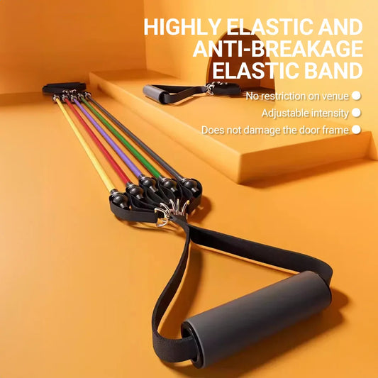 10-14Pcs/Set Pull Rope Bodybuilding Resistance Bands Set Multi-Function Tensioner Suit Muscle Training Belt Elastic Bands