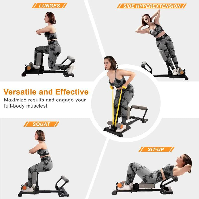 TOUSAINS 3-in-1 Squat, Roman Chair, and Sit-Up Machine – Adjustable and Durable for Comprehensive Total Body Workouts