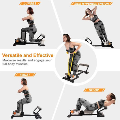 TOUSAINS 3-in-1 Squat, Roman Chair, and Sit-Up Machine – Adjustable and Durable for Comprehensive Total Body Workouts