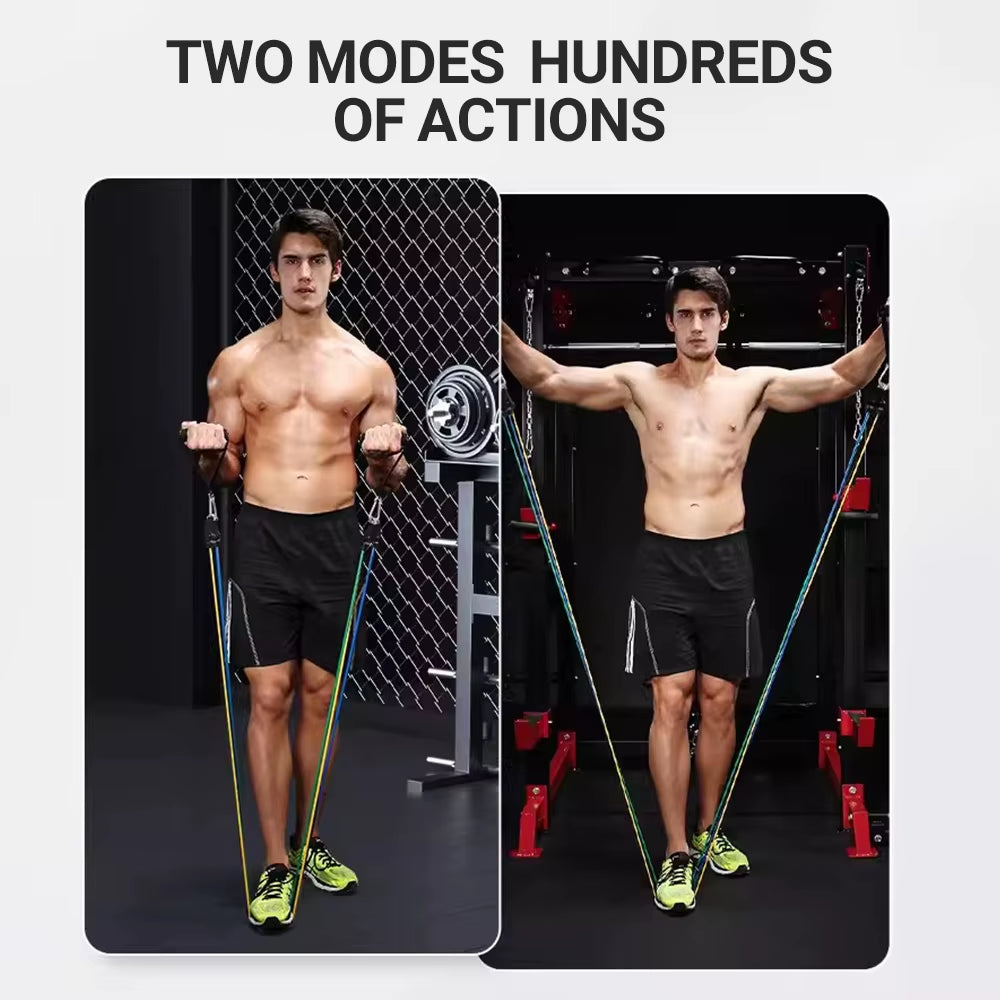 10-14Pcs/Set Pull Rope Bodybuilding Resistance Bands Set Multi-Function Tensioner Suit Muscle Training Belt Elastic Bands
