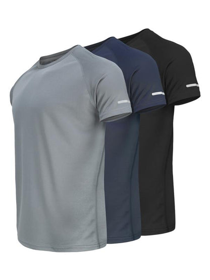 Men'S Reflective Design Casual Short Sleeve T-Shirt, Breathable Summer Top for Running Gym, Fitted Striped Tee for Daily Wear